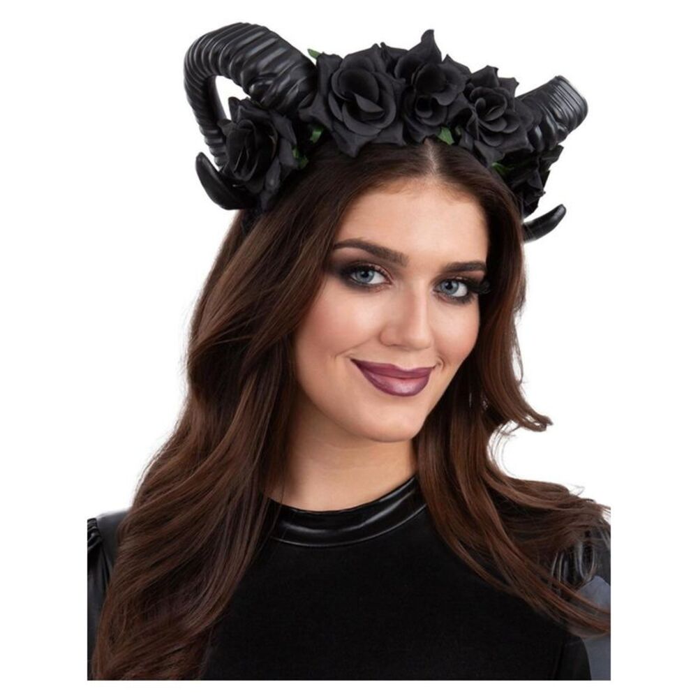 Smiffys Demon Floral Headband / Black